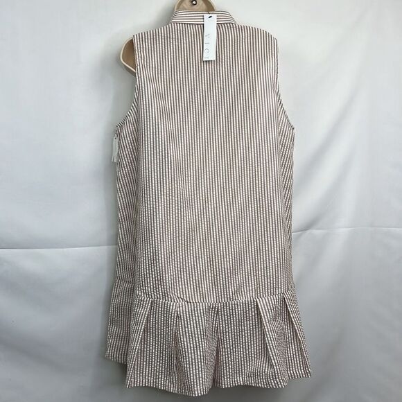 Vici Hampton Shades taupe & white sear sucker sleeveless romper NWT size XL - Picture 7 of 13